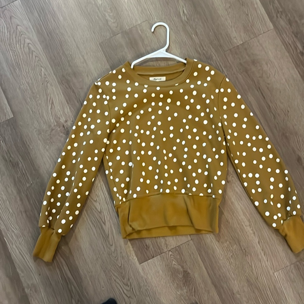 Madewell - small  - mustard yellow & white polka dot crewneck sweater